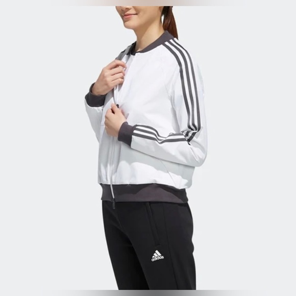 Adidas Stand Collar Sports Jacket White FK3509 medium - Picture 5 of 7